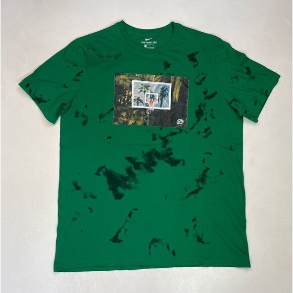 Nike Sportswear Basketball Graphic T-shirt Men Large Green Tie Dye Short Sleeve - Picture 1 of 5